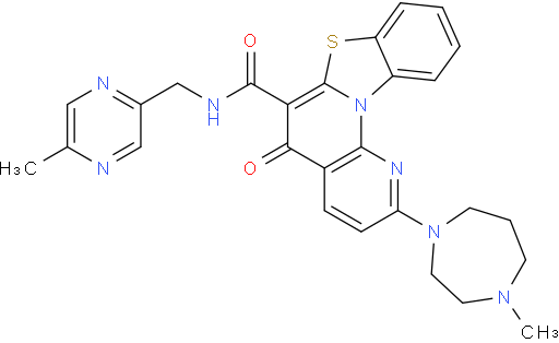 2-(4-甲基-1,4-二氮杂卓-1-基)-N-((5-甲基吡嗪-2-基)甲基)-5-氧代-5H-苯并[4,5]噻唑并[3,2-a][1,8]萘啶-6-甲酰胺
